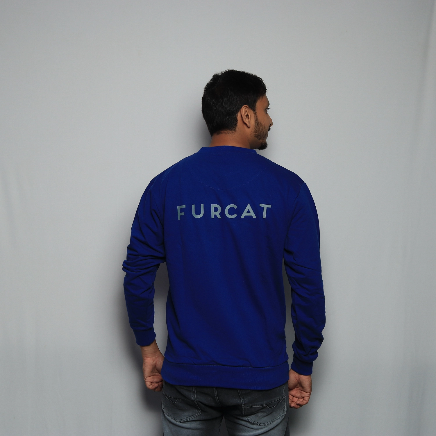 Plain Royal Blue Sweatshirt Men The Furcat